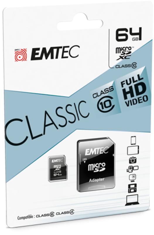 MicroSDXC Emtec, 64GB, Clasa 10 UHS-I, R/W 20/12 MB/s, include - imagine 4